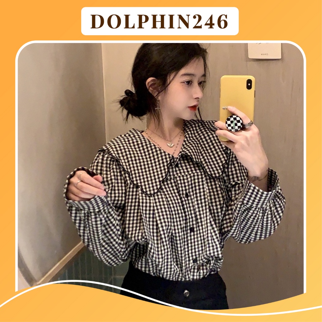 Áo sơ mi công sở tay dài họa tiết kẻ sọc phong cách Retro Hàn Quốc trẻ trung cho nữ Xiaozhainv K2T1-3