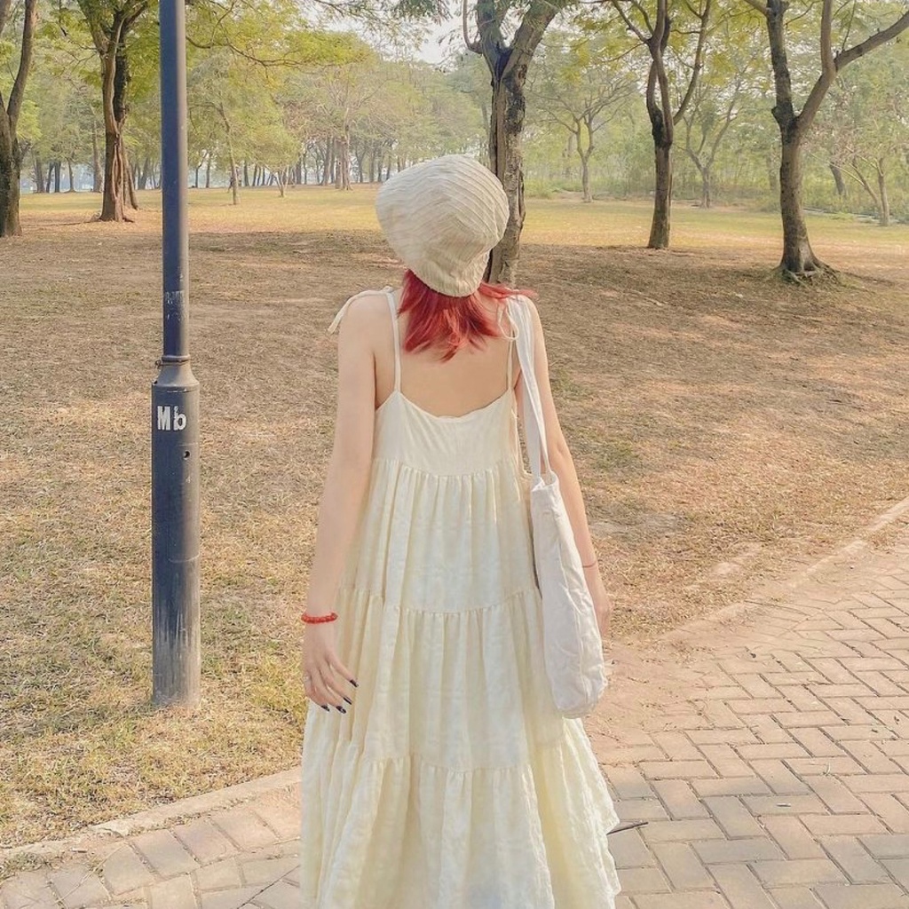Váy Đầm Babydoll Hai Dây Dáng Dài Chất Vải Đũi Hàn Thoáng Mát, Váy Hai Dây Dáng Dài | BigBuy360 - bigbuy360.vn