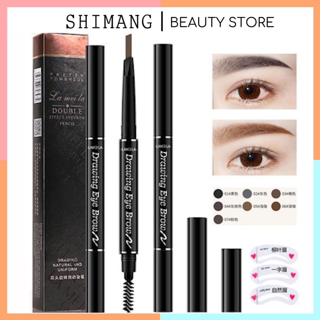 Bút Kẻ Lông Mày 2 Đầu Double Effect Không Thấm Nước Lameila Neity LCKM1