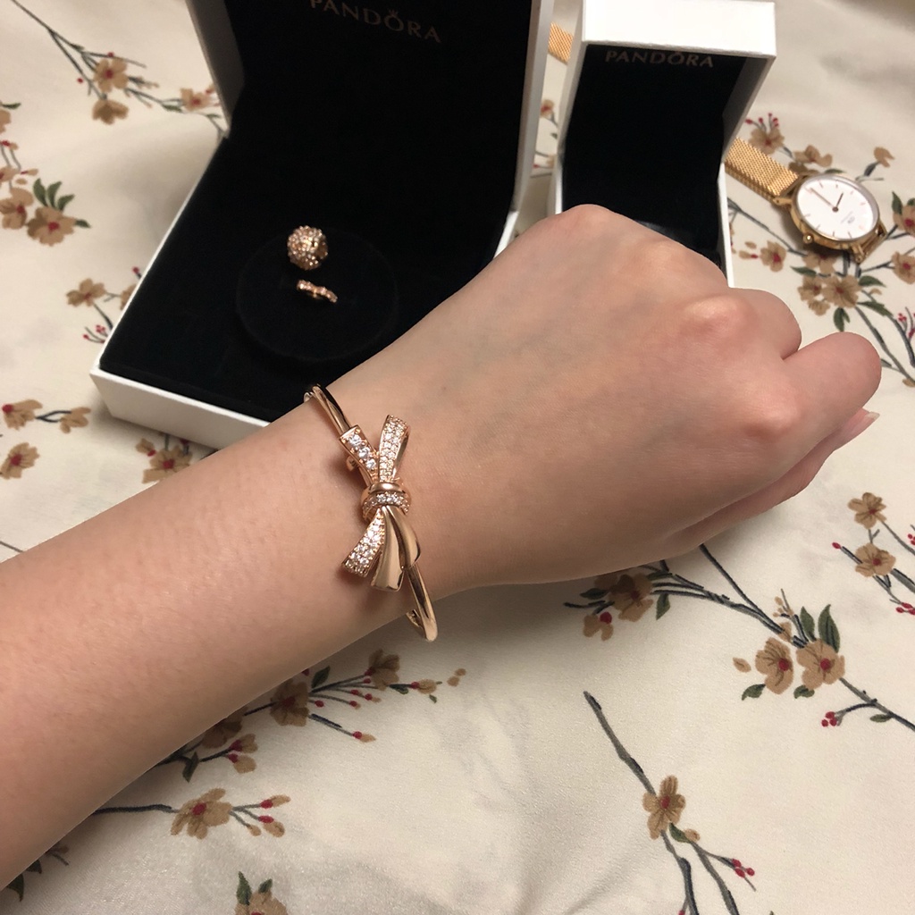 Hạt Charm Nơ Vàng Hồng