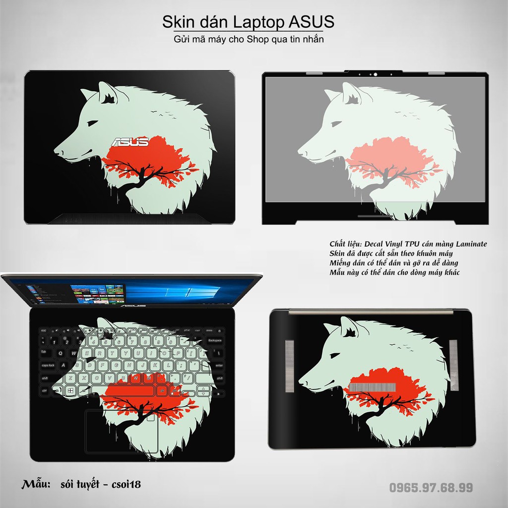 Skin dán Laptop Asus in hình sói tuyết (inbox mã máy cho Shop)