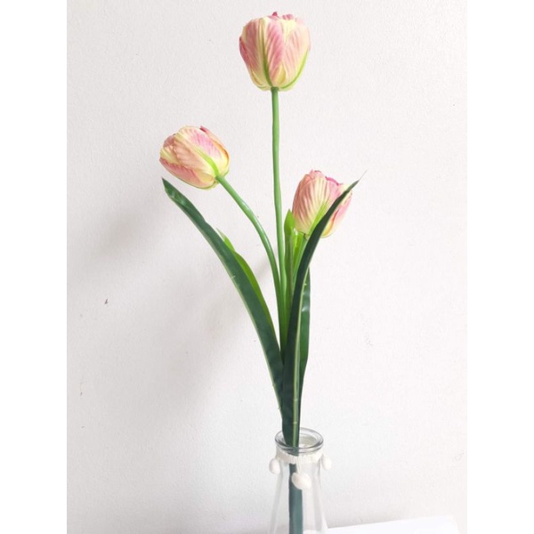 hoa tulip giả - Hoa Tulip vải lụa cành cao 53cm