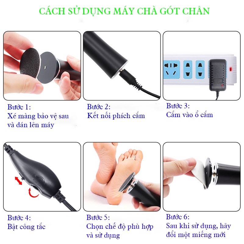 Máy chà gót chân , Tặng Kèm 60 Miếng Chà. ☄FREESHIP☄️