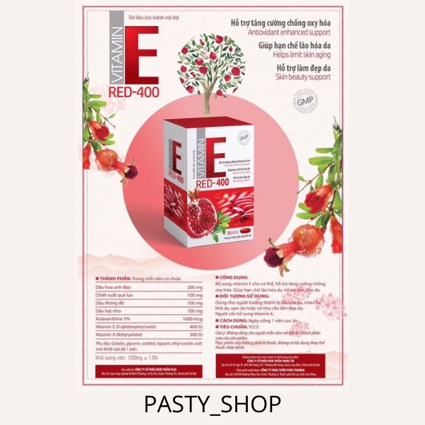 Vitamin E đỏ viên uống đẹp da giảm nám mờ nhăn chống lão hoá