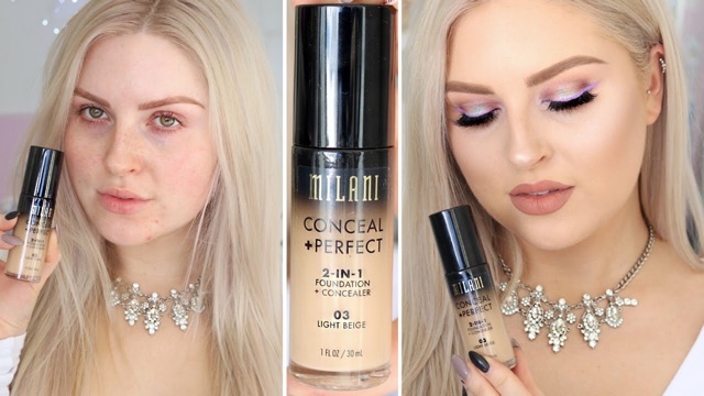 Combo kem nền kiêm che khuyết điểm Milani và bông mút tán kem nền | BigBuy360 - bigbuy360.vn