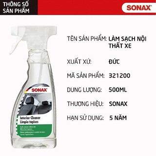 DUNG DỊCH VỆ SINH LÀM SẠCH NỘI THẤT XE HƠI SONAX 321200 (SONAX CAR INTERIOR CLEANER)