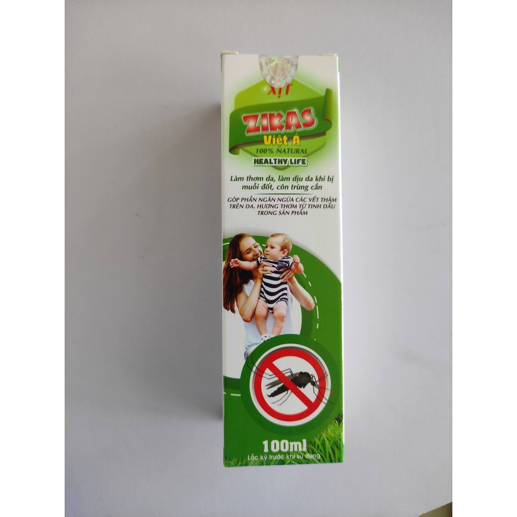 Xịt chống muỗi, xua muỗi, giúp thơm da, dịu da khi bị muỗi đốt, côn trùng cắn chai lớn 100ml - Xịt da zikas Việt Á