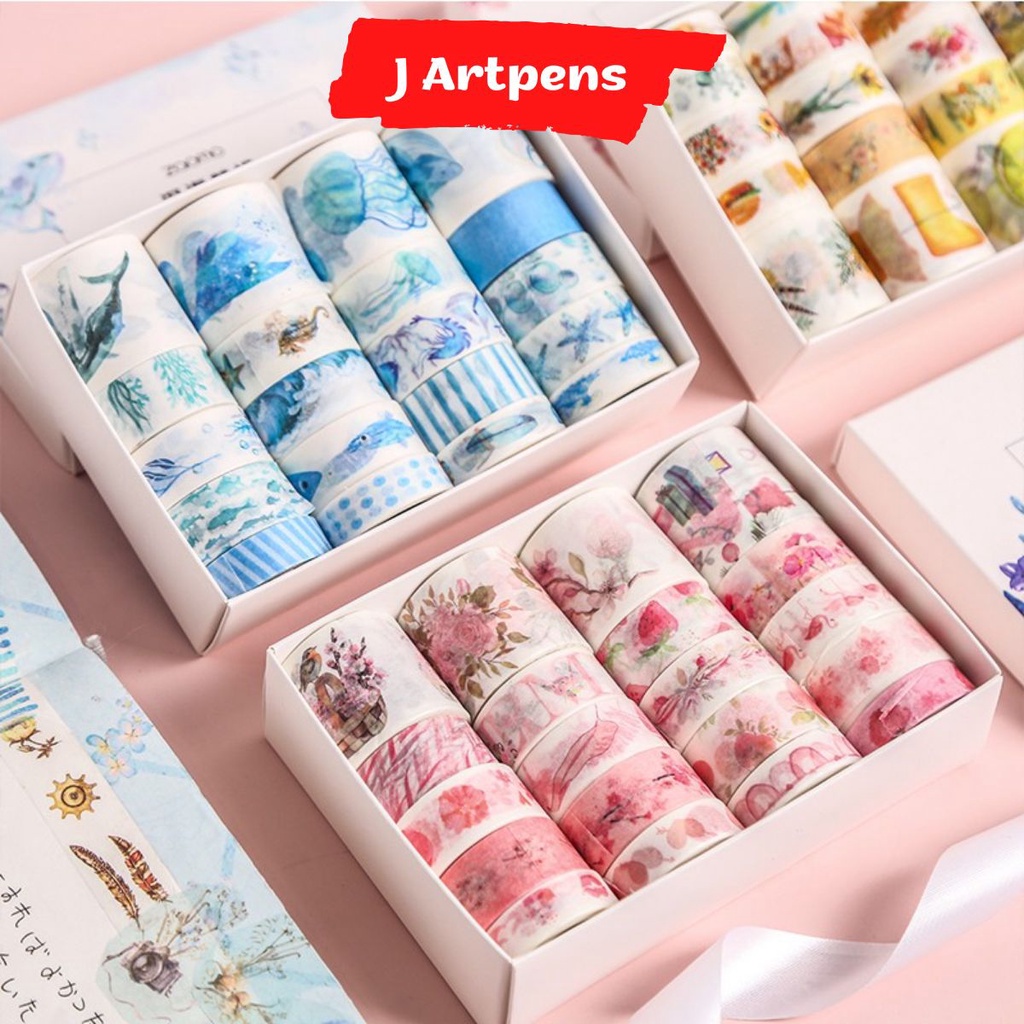 Hộp Quà Băng Dính Washi Tape Trang Trí Nhiều Chủ Đề 5 10 15 20 Cuộn Trang Trí Sổ Take Note Bullet Journal Planner