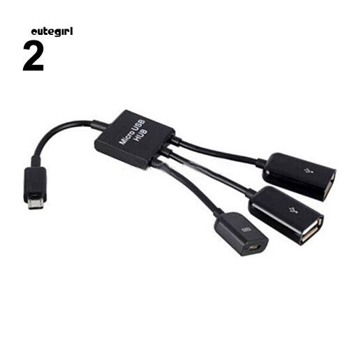 Cáp chia Micro USB HUB OTG 3 trong 1 đa năng