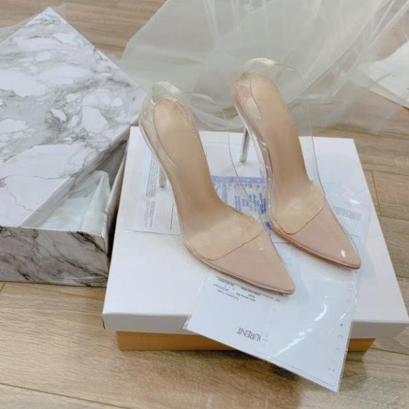 (Có sẵnH) Giày cao gót mica êm chân gót 10p fullbox