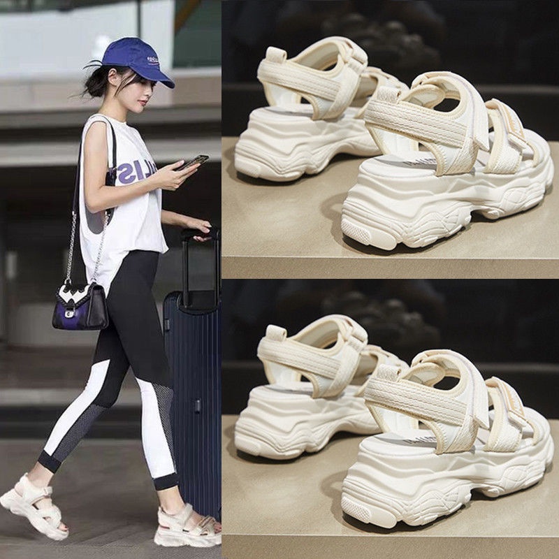 Giày Sandal Thể Thao Đế Dày Quai Dán Thời Trang Mùa Hè Mới Cho Nữ