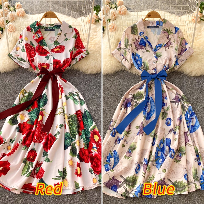 Đầm dài ZANZEA tay ngắn có nút cài phối thắt lưng thời trang cho nữ