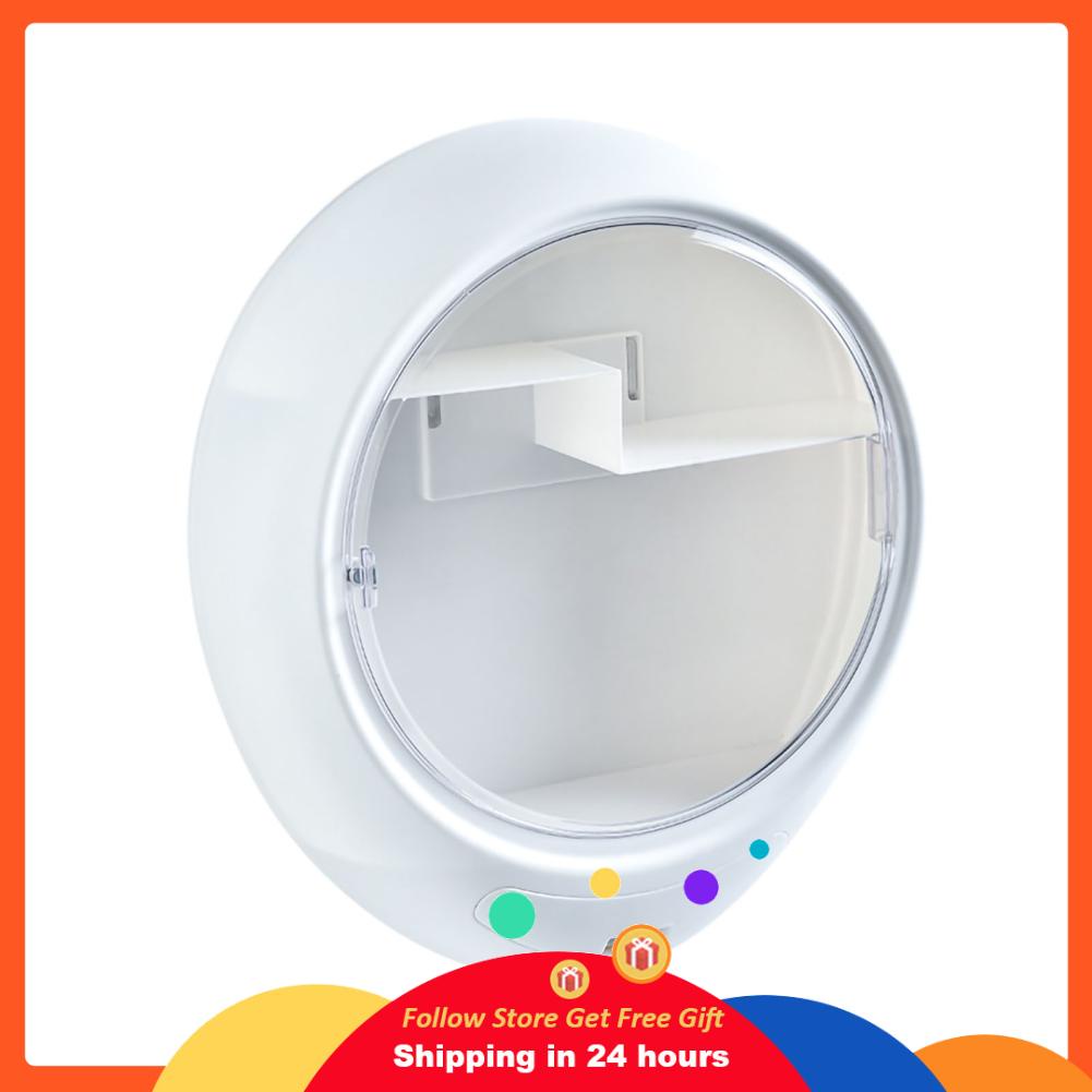 Goonshopping Wall Mounted Makeup Storage Box Oval Shape Waterproof Moistureproof Cosmetic Case