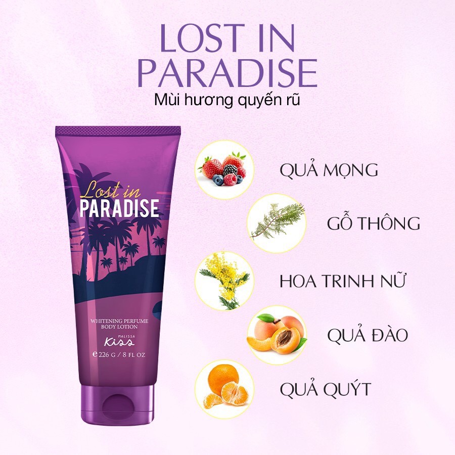 Sữa Dưỡng Trắng Da Toàn Thân Hương Nước Hoa Malissa Kiss 226g-Lost In Paradise | BigBuy360 - bigbuy360.vn