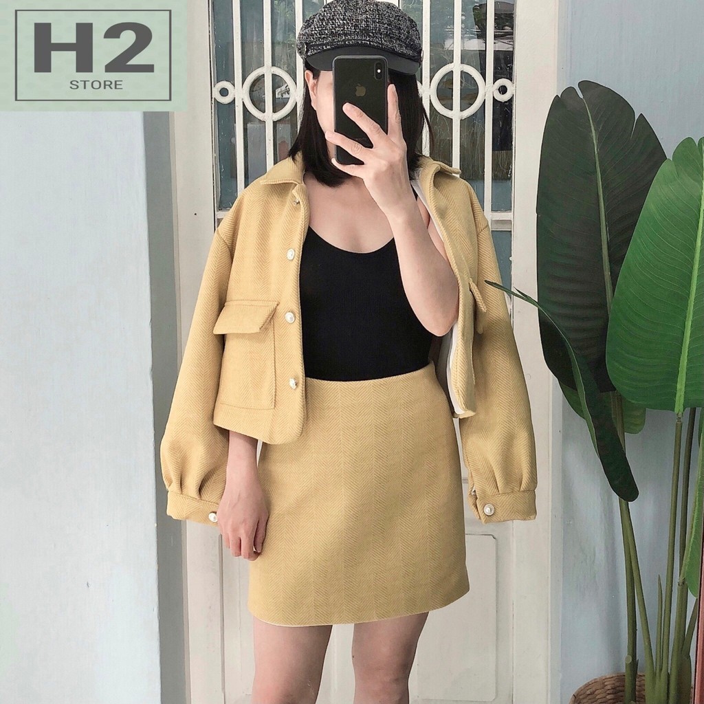 Sét Áo Dạ Nữ Kèm Chân Váy Chữ A Thiết Kế H2  | BigBuy360 - bigbuy360.vn