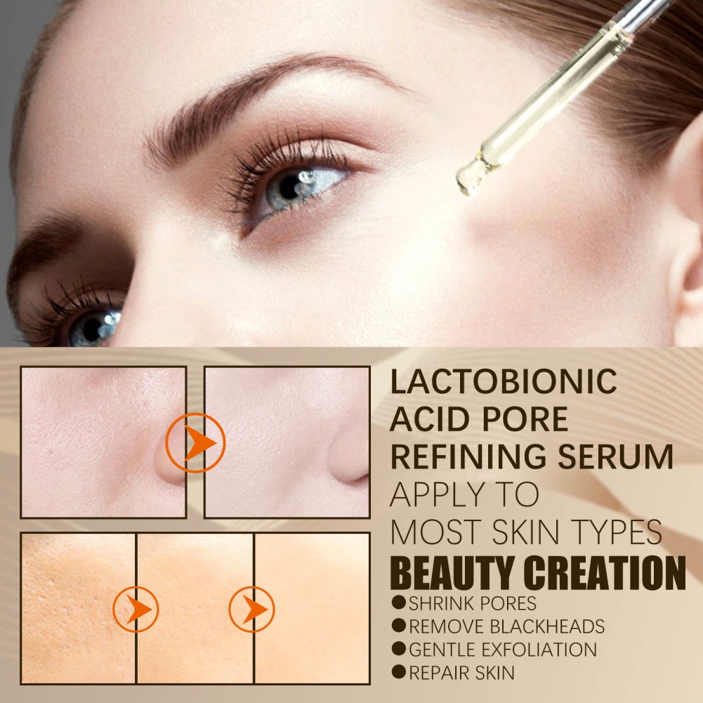 Tinh Chất Thu Nhỏ Lỗ Chân Lông Axit Lactose Hàn Quốc Axit Hyaluronic Làm Săn Chắc Da, Nuôi Dưỡng Da Mặt, Đàn Hồi, Mịn Màng, Sửa Chữa Và Làm Sạch Mụn Đầu Đen Và Mụn Trứng Cá-ampere