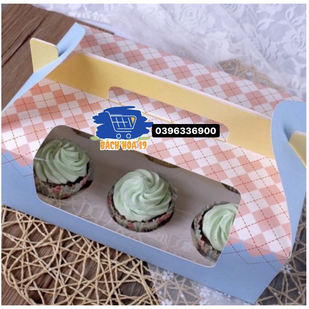 HỘP CUPCAKE PASTEL KÈM KHAY 6 Ô