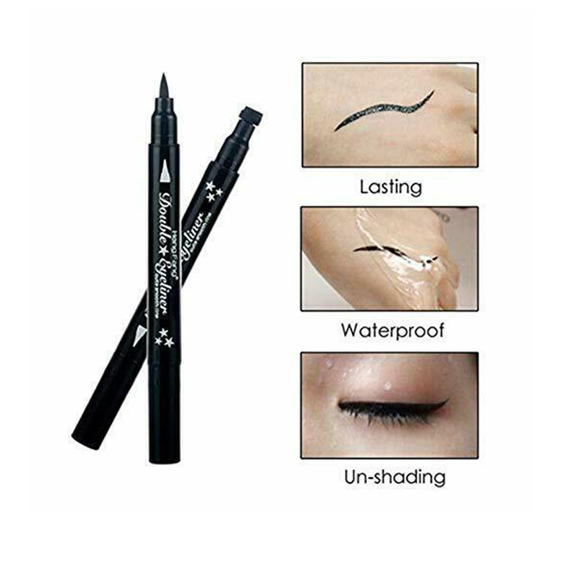 Bút kẻ mắt nước hai đầu màu đen chống thấm nước đầu hình sao/ trái tim