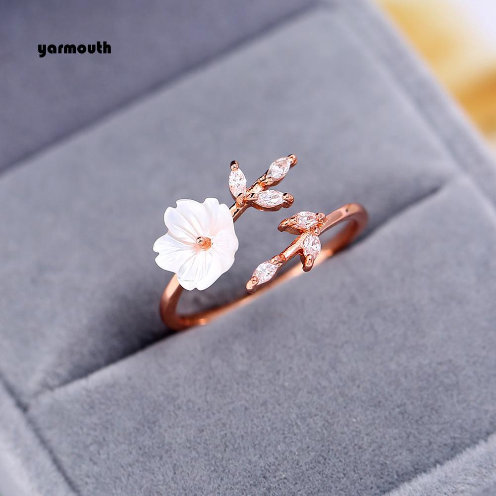 Nhẫn Mở Hình Hoa Đính Đá Nhân Tạo Thời Trang Cho Nữ