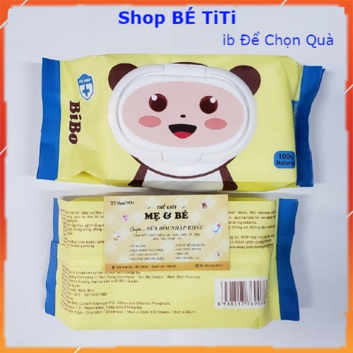 Khăn ướt BiBo Không mùi 100 tờ loại đẹp