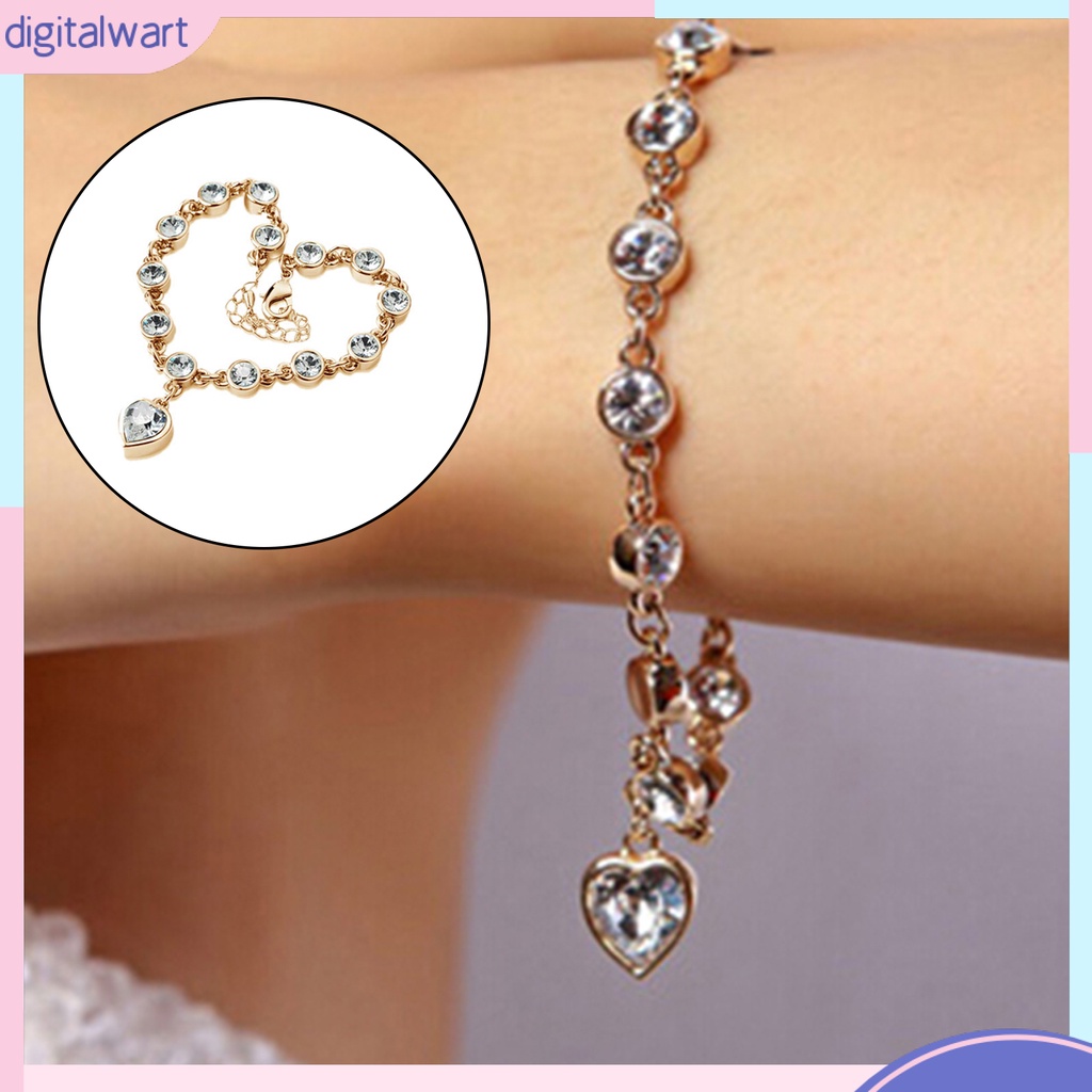 Vòng Đeo Tay Đính Đá Hình Trái Tim Xinh Xắn Dành Cho Nữ