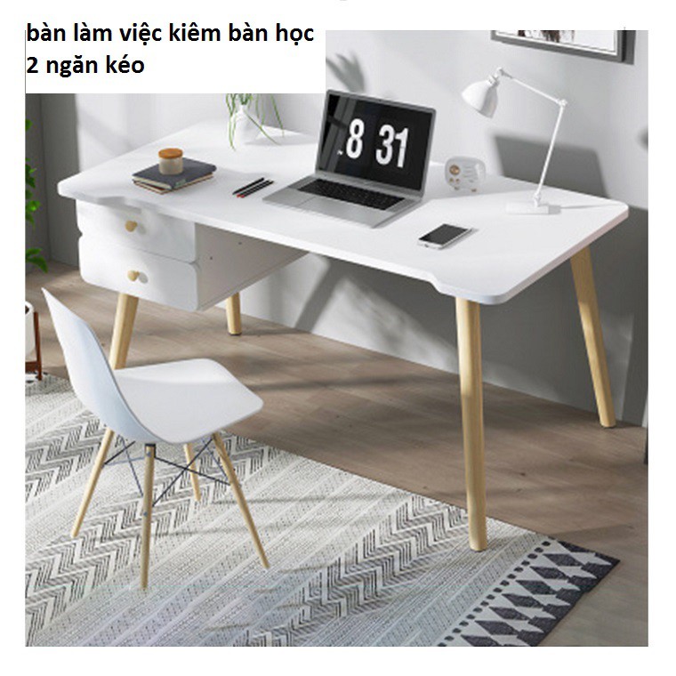 💥GIÁ RẺ💥 Bàn làm việc kiêm bàn học 2 ngăn kéo dài 1m2, bàn học gỗ BAH053