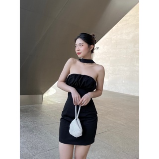 Đầm ôm body hở lưng LIGHTER STUDIO thun co dãn BOW DRESS