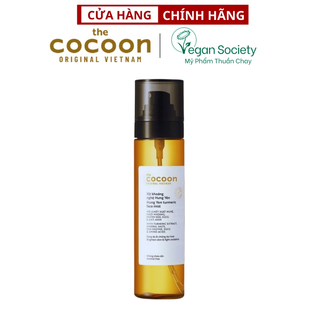 Xịt khoáng nghệ Hưng Yên Cocoon giúp sáng da cấp ẩm và ngăn ngừa oxy hóa 130ml