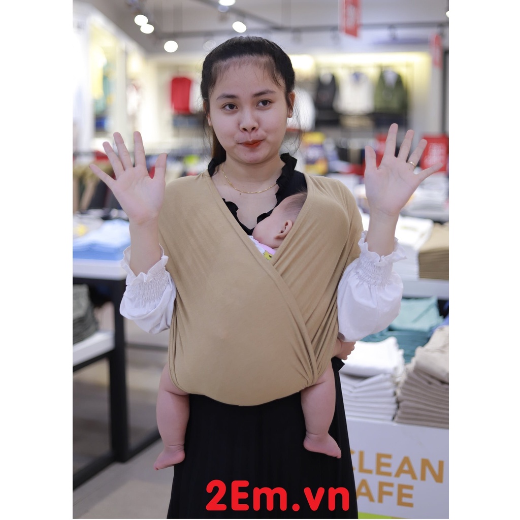 Xám Nhạt - Địu vải sling em bé chỉnh size - 0-24 tháng Địu Bé sơ sinh mềm mại, thoáng khí, co giãn