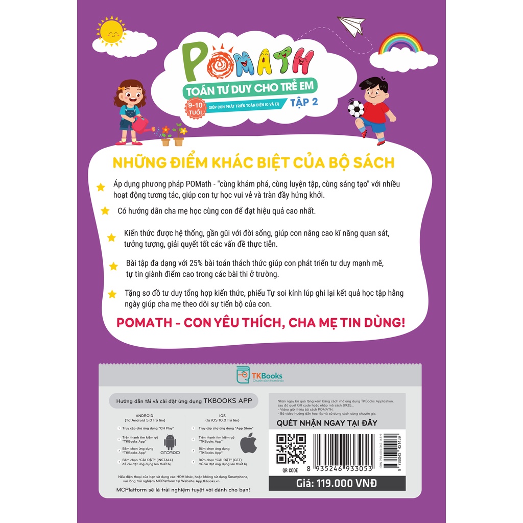 Sách Combo Pomath Toán tư duy cho trẻ em 9 10 tuổi Tặng bảng thi đấu tư duy