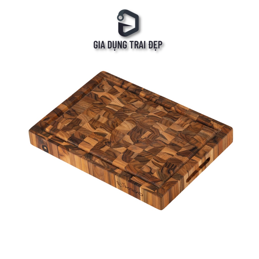 Thớt gỗ cao cấp đầu cây TEAK KAIYO 25cm x 35cm x 3,8cm