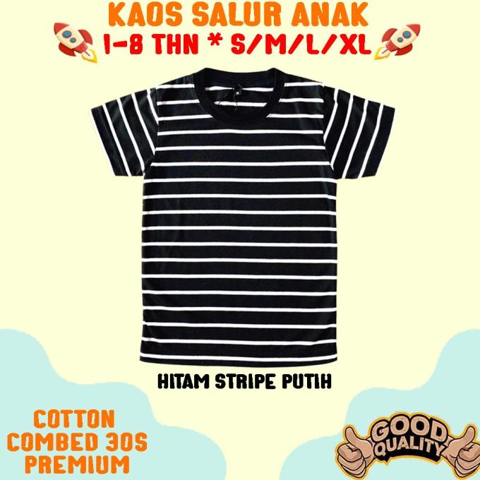 Áo Thun NgắN Tay UNISEX Kẻ SọC Ngang Đen TrắNg Cho Bé (1-8 TuổI