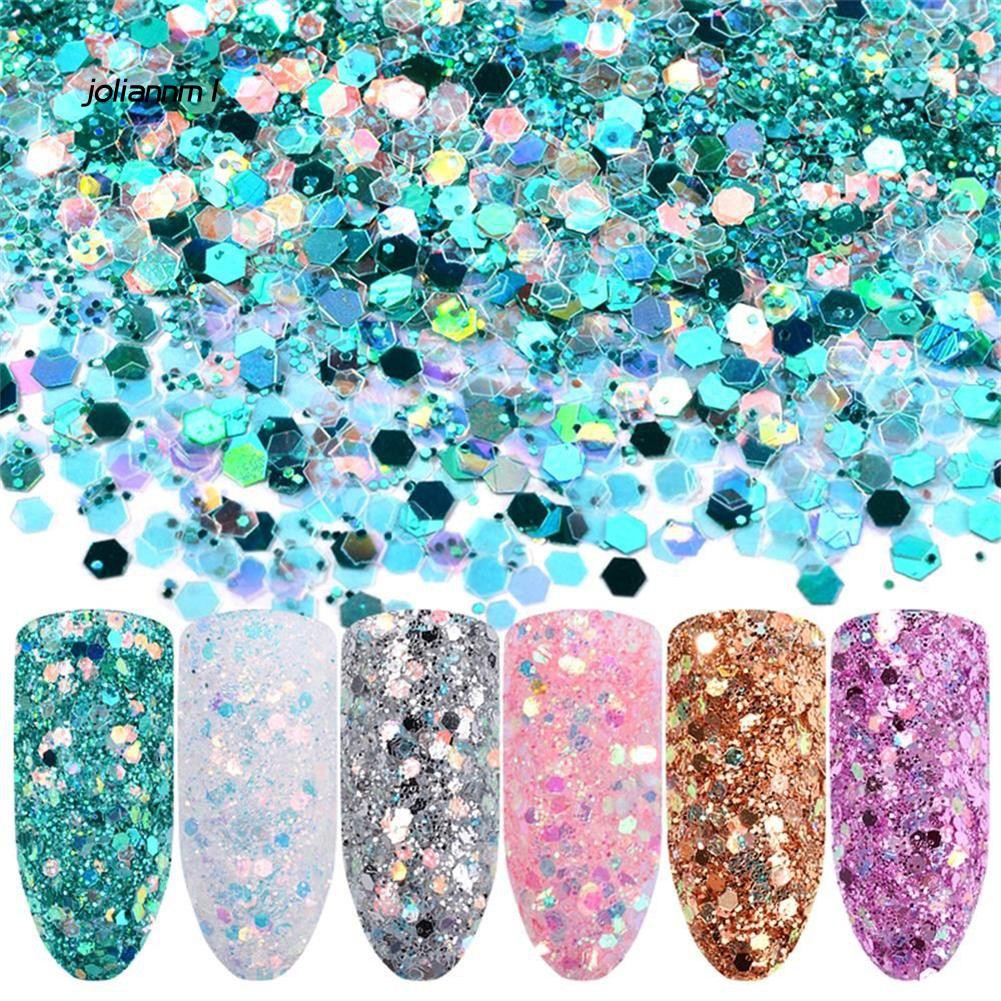 [Hàng mới về] Bộ 6 hộp sequin laze kim tuyến đầy màu sắc trang trí làm móng nghệ thuật