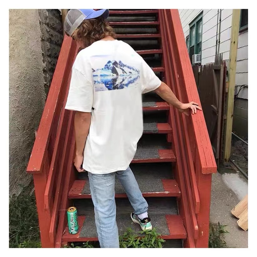 FOG FEAR OF GOD Double Line Short Sleeve ESSENTIALS High Street Tide Glacier Snow Mountain Print Photo T-Shirt