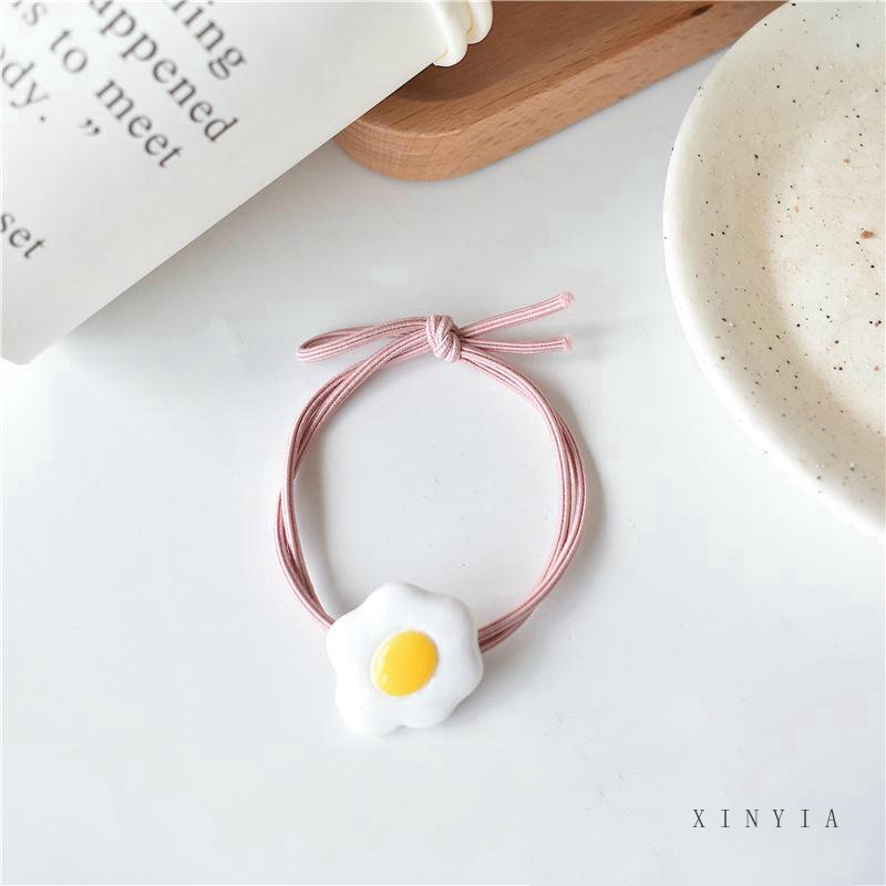 Dây buộc tóc cao su co giãn hình quả trứng kiểu Hàn Quốc xinh xắn trẻ trung dành cho nữ