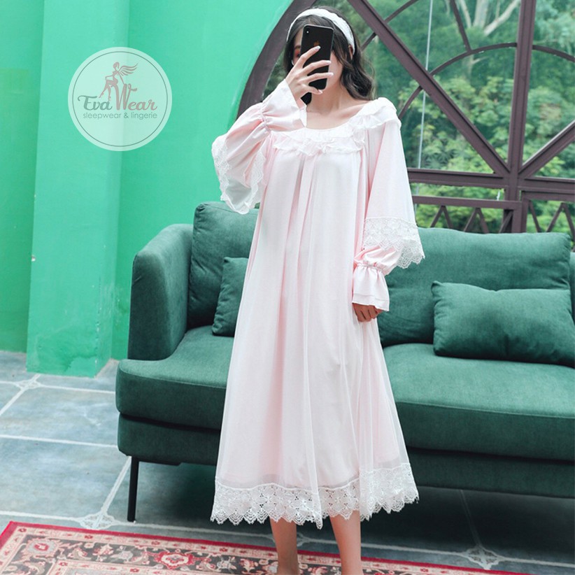 Đầm ngủ dài tay  phong cách lolita