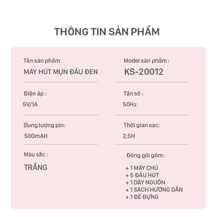 Máy hút mụn đầu đen cầm tay mini KS20012 - Chườm nóng, loại bỏ mun cám, bã nhờn, làm sạch da, lực hút mạnh - BH 6 THÁNG