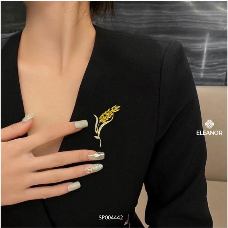 Ghim cài áo nam nữ Eleanor Accessories đính đá hình bông lúa phụ kiện thời trang 4442