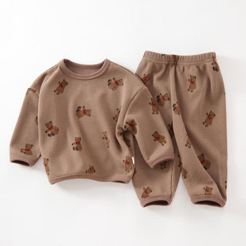 Bộ Đồ Ngủ In Họa Tiết Gấu Hoạt Hình Thời Trang Xuân Thu 2023 Cho Bé Sơ Sinh