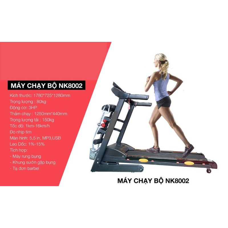 Máy chạy bộ NK 8002 kèm máy rung và tạ tay