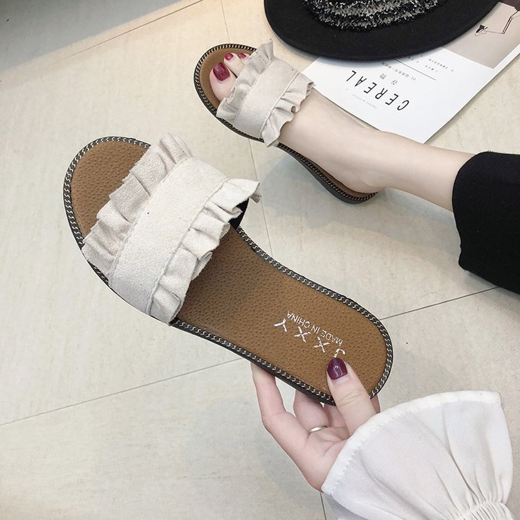 Dép lê , dép nữ thời trang nhún bèo Dép Sandal Đế Bằng Thoải Mái Thời Trang Đi Biển Mùa Hè Sành Điệu Cho Nữ