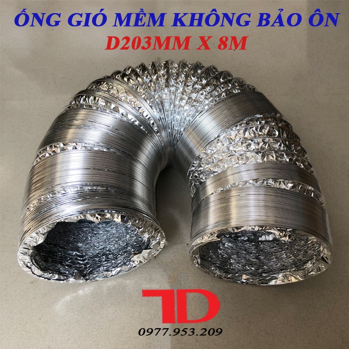 Ống gió mềm không bảo ôn D203mm x 8m