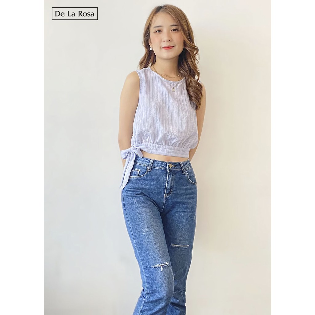 Áo Croptop Tím Bo Eo - De La Rosa