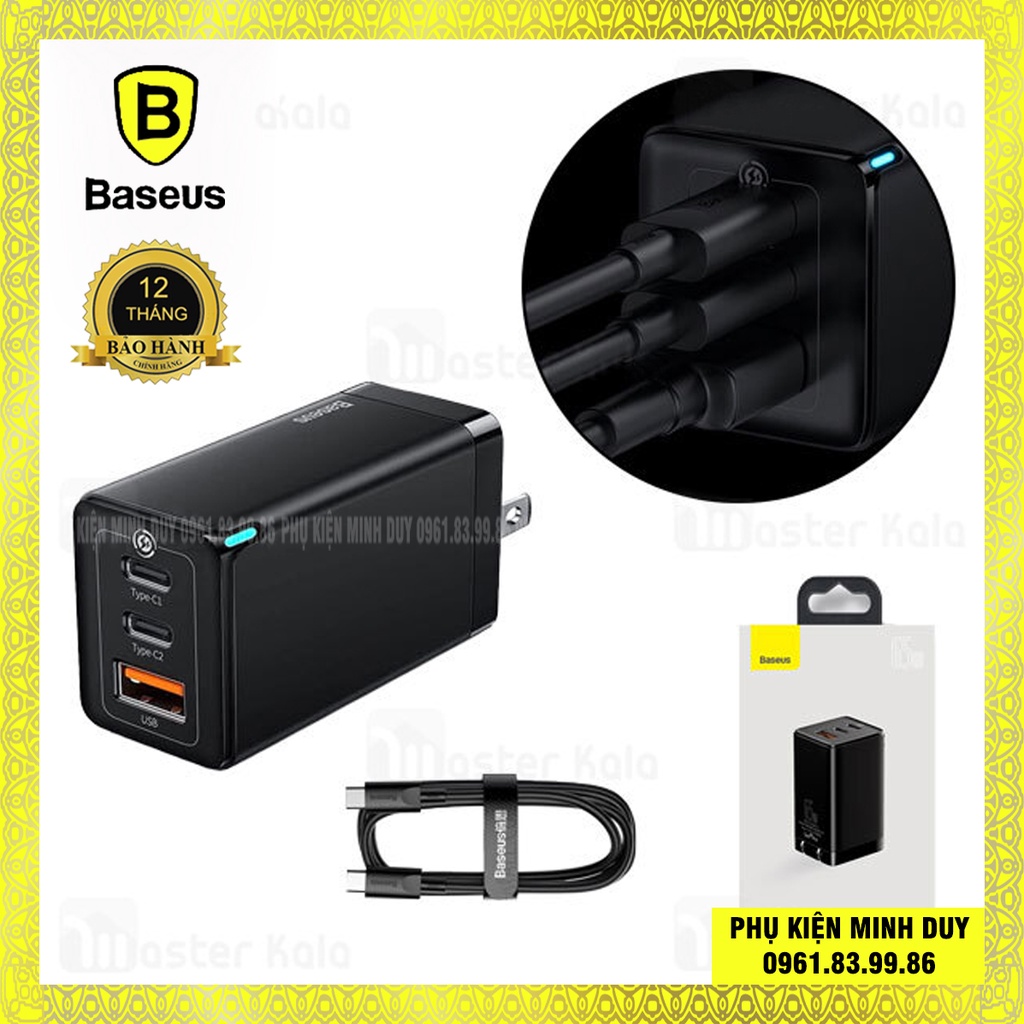 (Mẫu mới) Củ sạc nhanh Baseus GaN3 Pro Fast Charger 65W (2U+1C) ❤