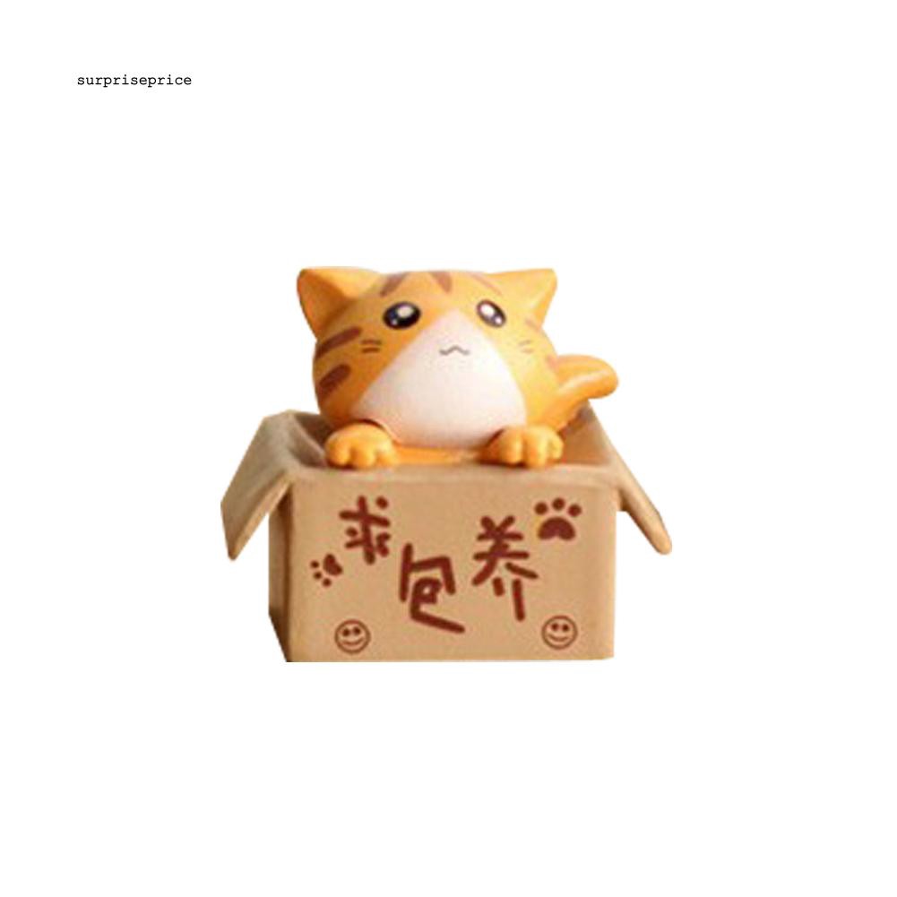 Mô hình hộp và chú mèo mini dễ thương trang trí vườn