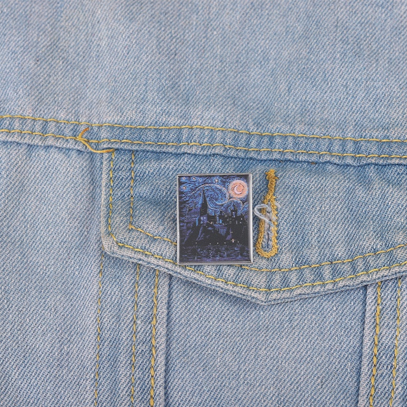 Huy Hiệu Cài Áo Hình Tranh Sơn Dầu Phong Cách Harry Potter