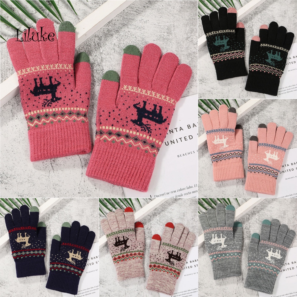 1 Đôi Găng Tay Giữ Nhiệt Họa Tiết Hoạt Hình Giáng Sinh