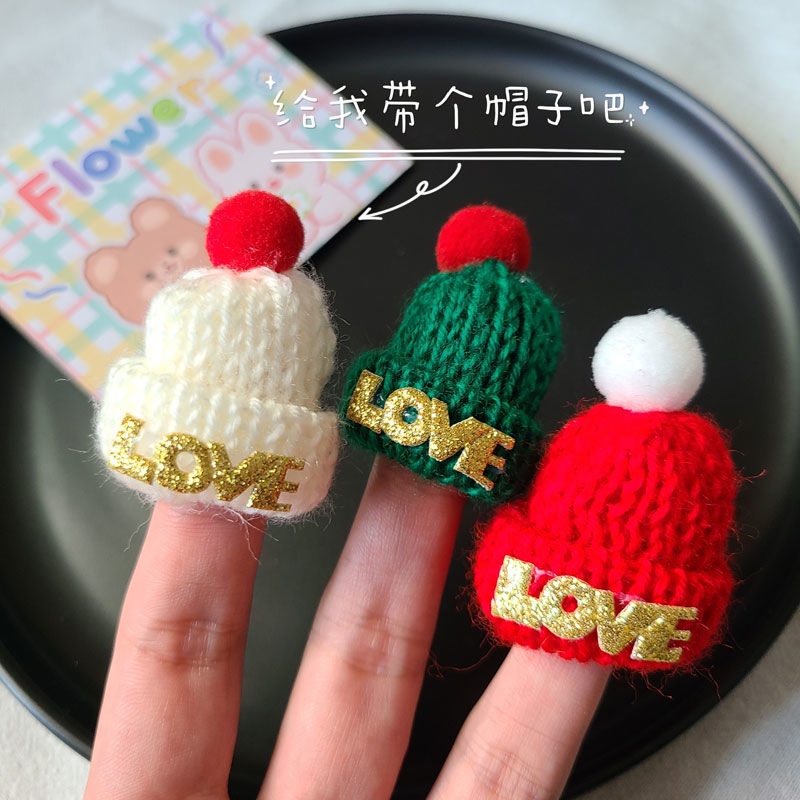 Kẹp Tóc Hình Nón Len Giáng Sinh Dễ Thương