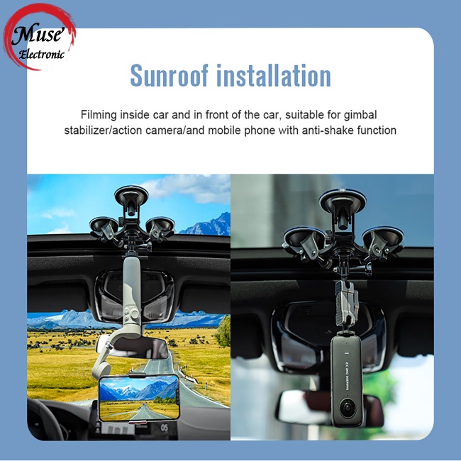 Bộ Giá Đỡ Điện Thoại Có Giác Hút Gắn Nóc Xe Hơi Chống Nắng Cho Dji Osmo Gimbal / Gopro 10 / 9