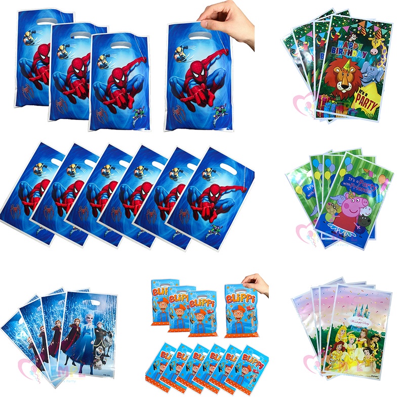 Bộ 10 Túi Nhựa Đựng Kẹo In Hoạt Hình Frozen/Chuột Mickey/Princess/Peppa Pig/baby Shark/Mickey/Chuột Mickey/Princess/Peppa Pig/baby Shark/baby Boss
